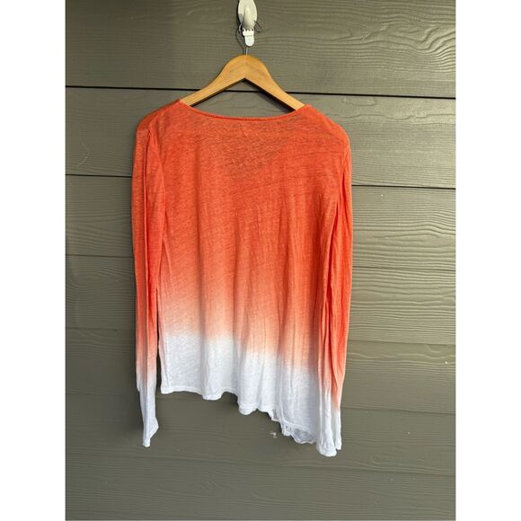 Garnet Hill 100% organic linen asymmetrical hem blouse - Picture 5 of 5